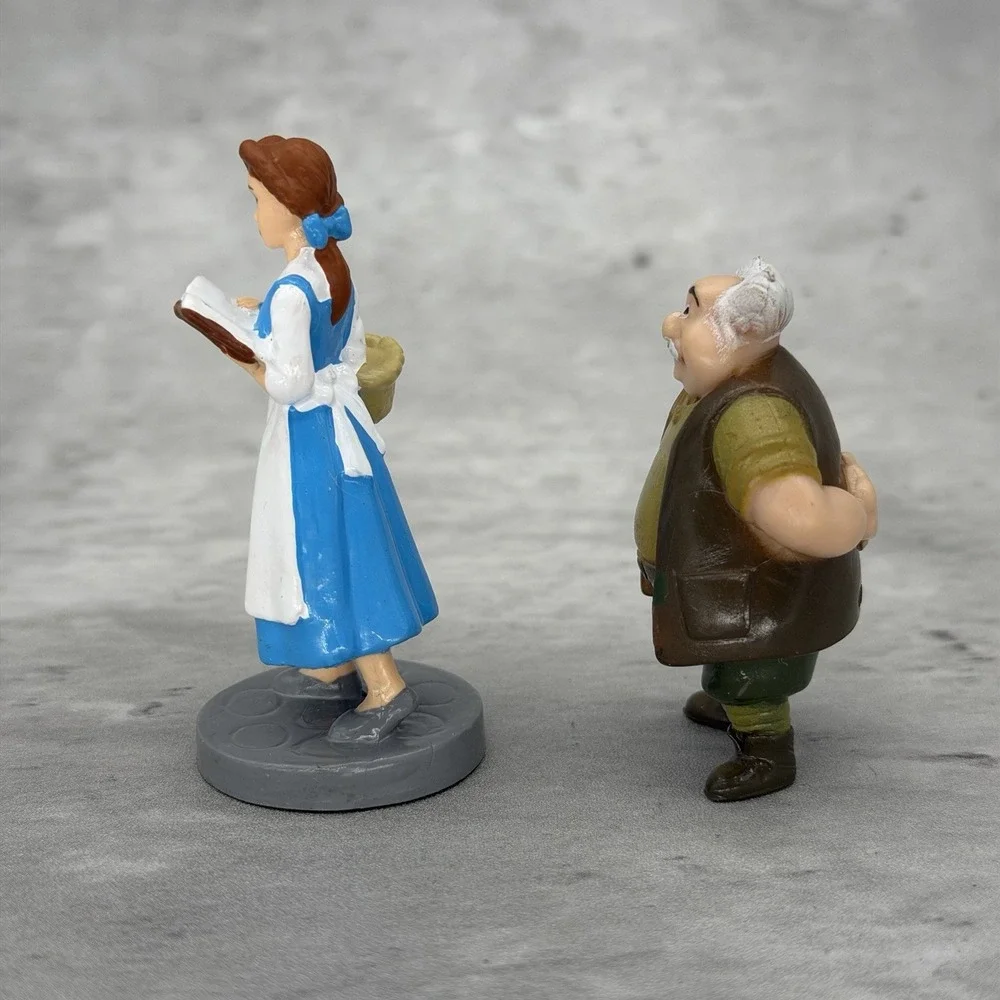 BELLE & MAURICE Figure Set BEAUTY AND THE BEAST Disney Princess PVC TOY Playset!